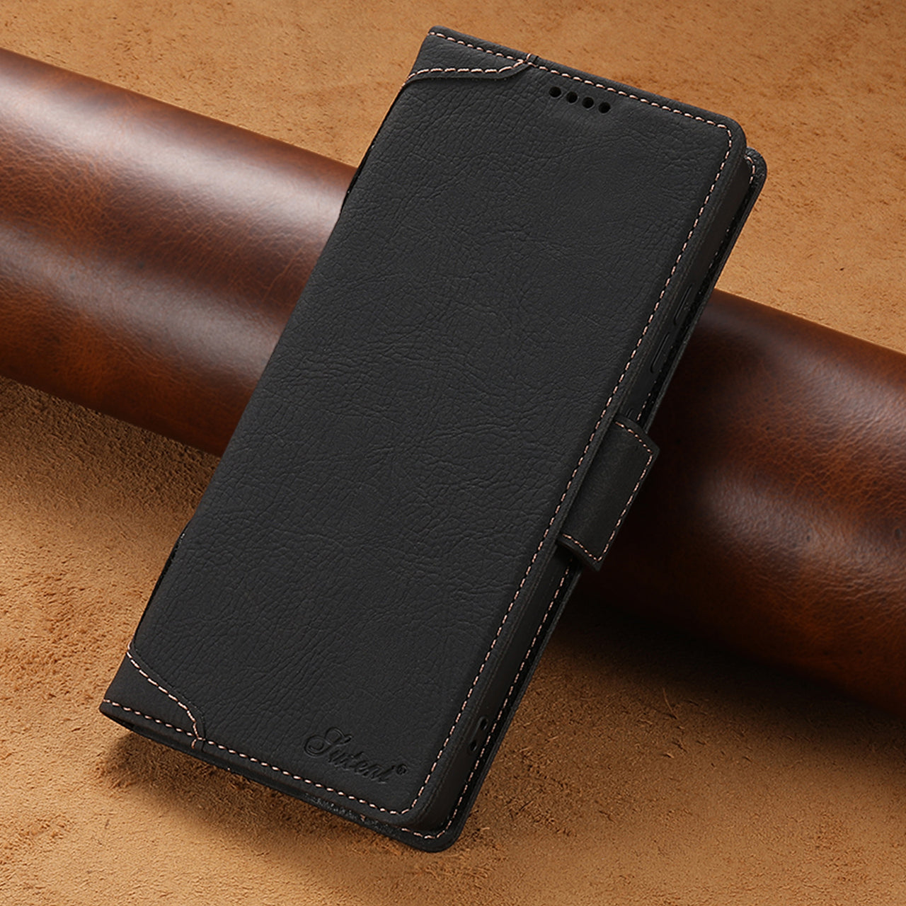 Faux Leather Flip Case with Card Holder, Stand and Magnetic Button for Samsung Galaxy S25 Ultra