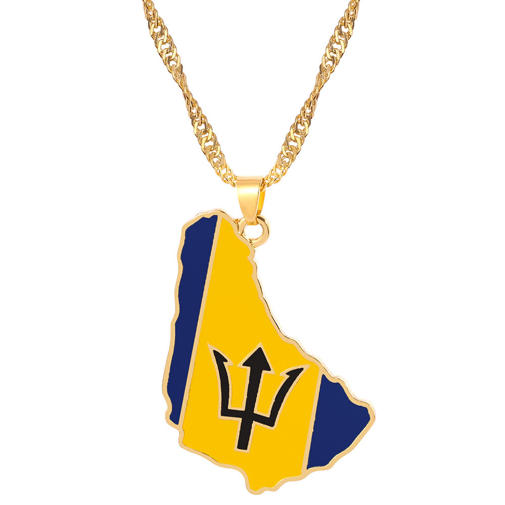 Barbados  Map Flag Necklace