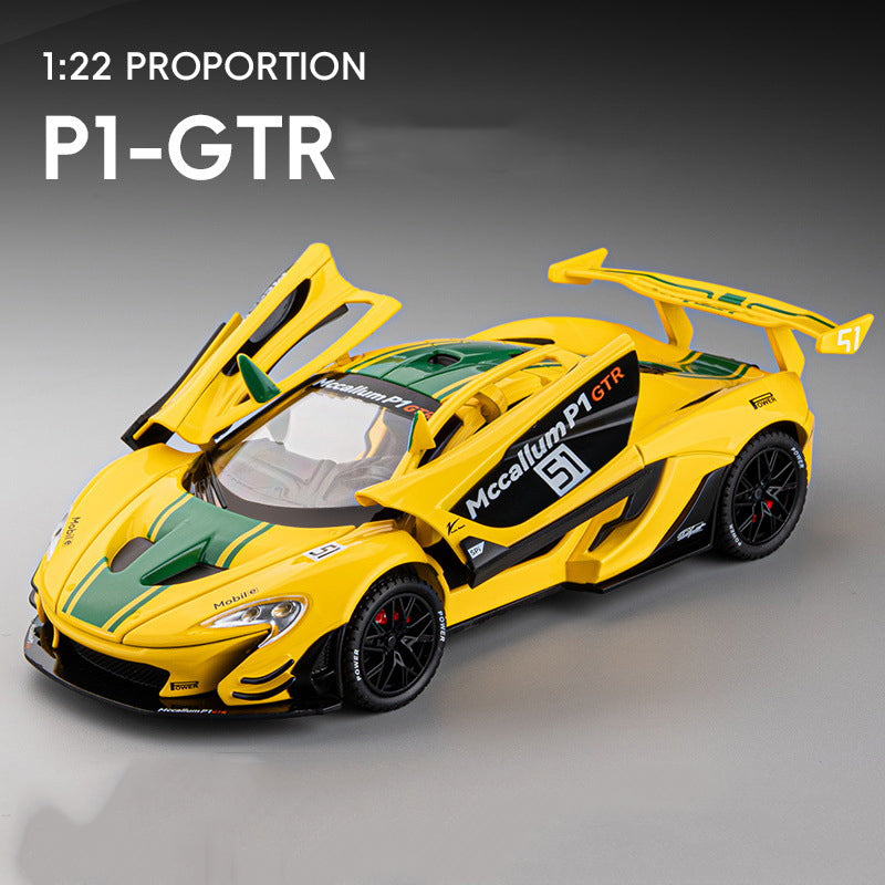 1: 22 Mccallum P1 GTR Alloy Car Model High Simulation Diecasts Toy With Sound and Light Pull Back Vehicles Decoration Toys