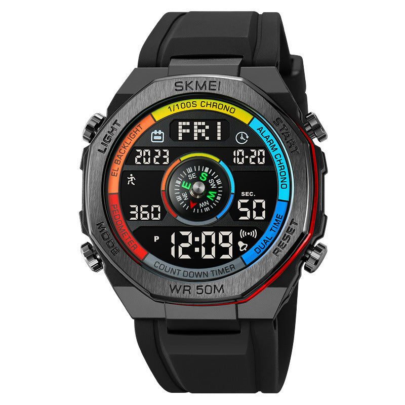Pedometer Countdown Sport Digital Men 50M Waterproof Calendar Calorie Wristwatch