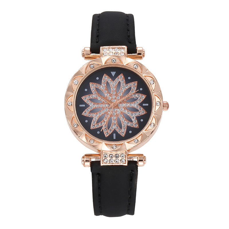 Casual Fashion Quartz Women Watch Flower Shape Stainless Steel Alloy  Case Ladies Handwatch
