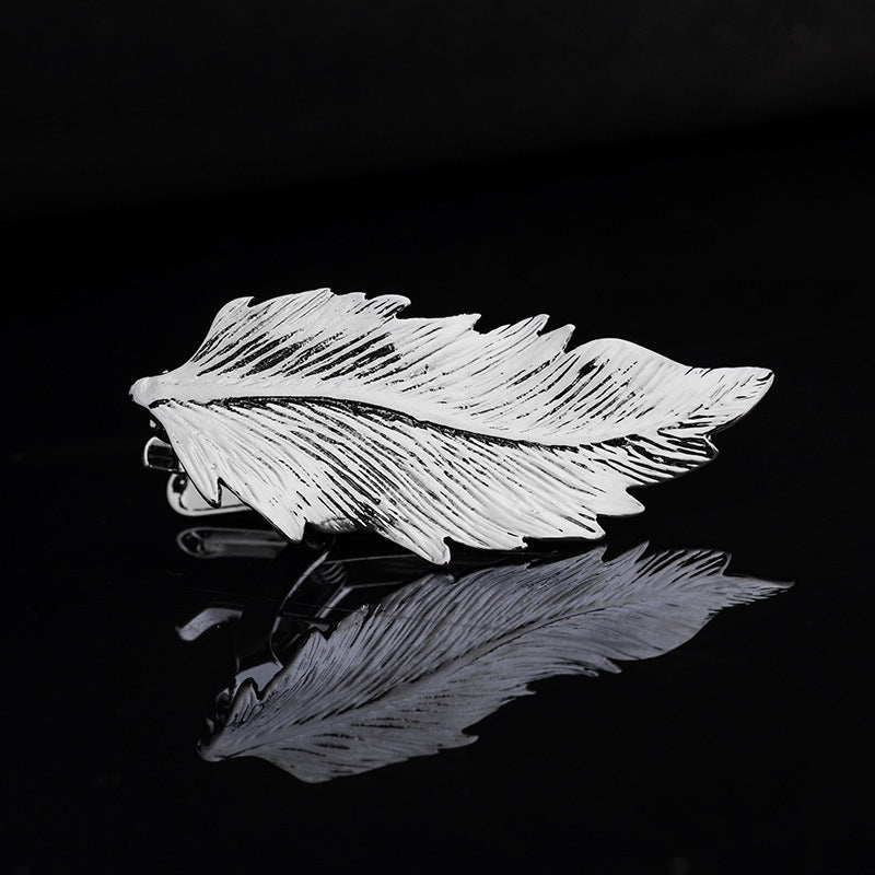 Copper Silver Feather Shaped Tie Clip