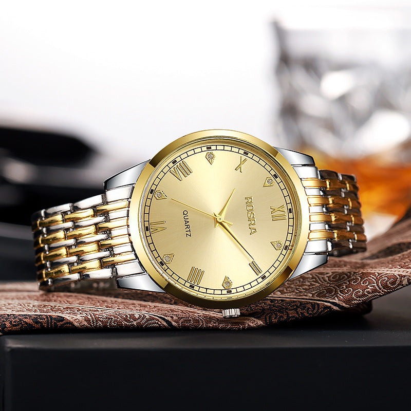 Fashionable Sports Men's Quartz Watch New Model Cross-Border Steel Belt Home Stone Watch Elegant Timepiece for Men