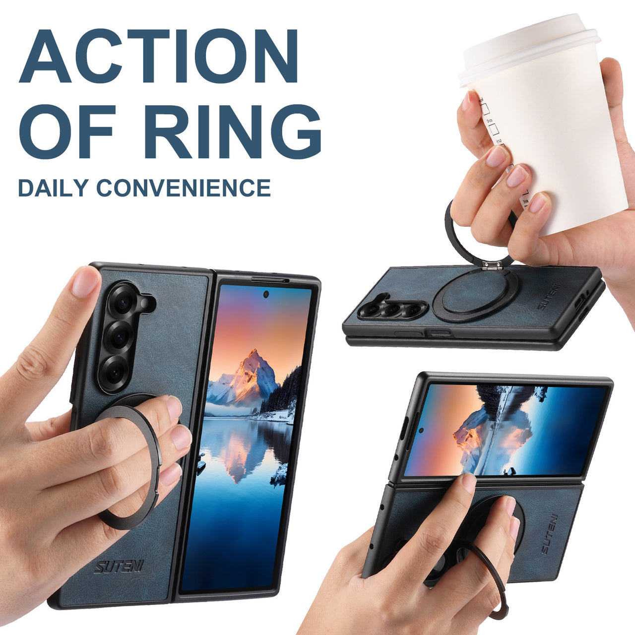 Luxury Magnetic Ring Stand Case for Samsung Galaxy Z Fold 7/6/5