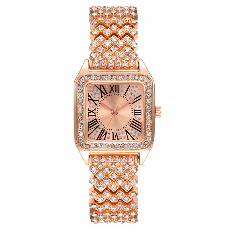 Alloy strap Bracelet Wristwatch Ladies Fashion Women's Watches Luxury Diamond Quartz Watch