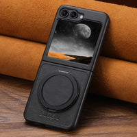 Thumbnail for Magnet Wireless Charging Phone Case Oil Wax Faux Leather 360° Rotating Stand Buckle For Samsung Galaxy Z Flip 7 6 5