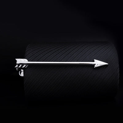 Copper Silver Arrow Shaped aviation tie clip, stainless steel body with engraved detail.