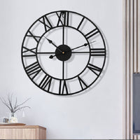 Thumbnail for Modern 3D Retro Black Iron Hollow Wall Roman Numerals Clock