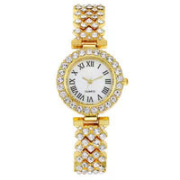 Thumbnail for Fashionable Diamond Embedded round Dial Roman Numerals Ladies Watch Bracelet