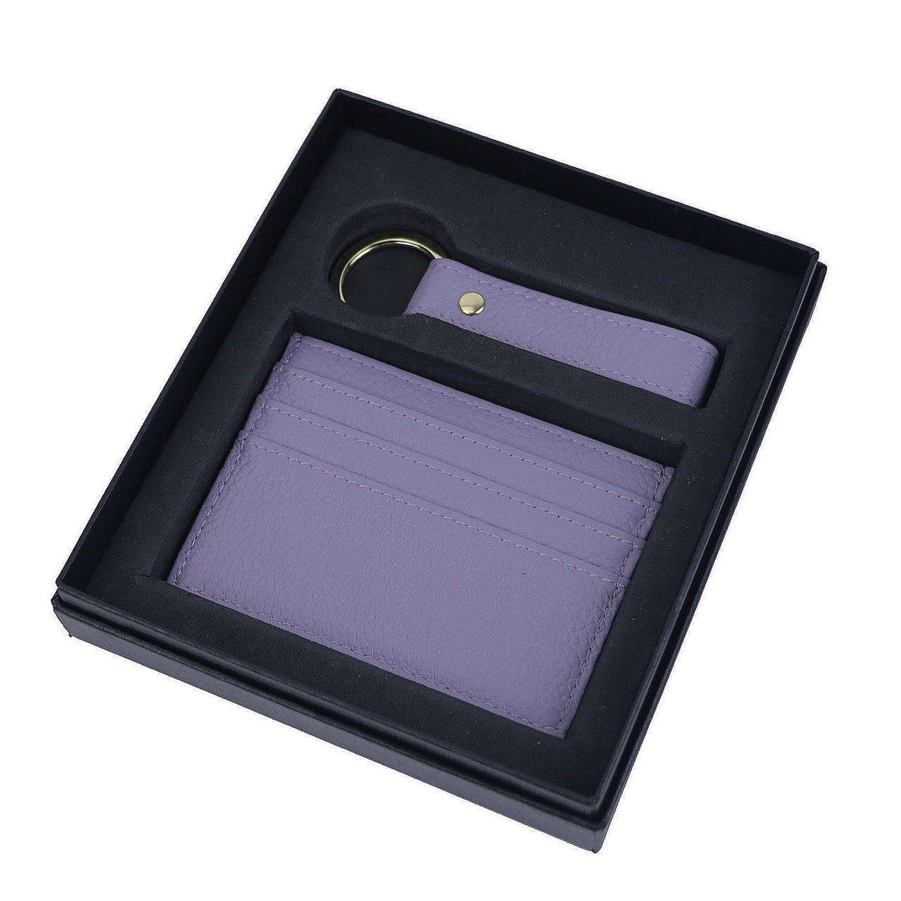 Genuine Leather Cardholder Key Ring Gift Box Set