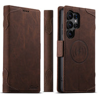 Thumbnail for Faux Leather Flip Case with Card Holder, Stand and Magnetic Button for Samsung Galaxy S25 Ultra