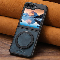 Thumbnail for Magnet Wireless Charging Phone Case Oil Wax Faux Leather 360° Rotating Stand Buckle For Samsung Galaxy Z Flip 7 6 5