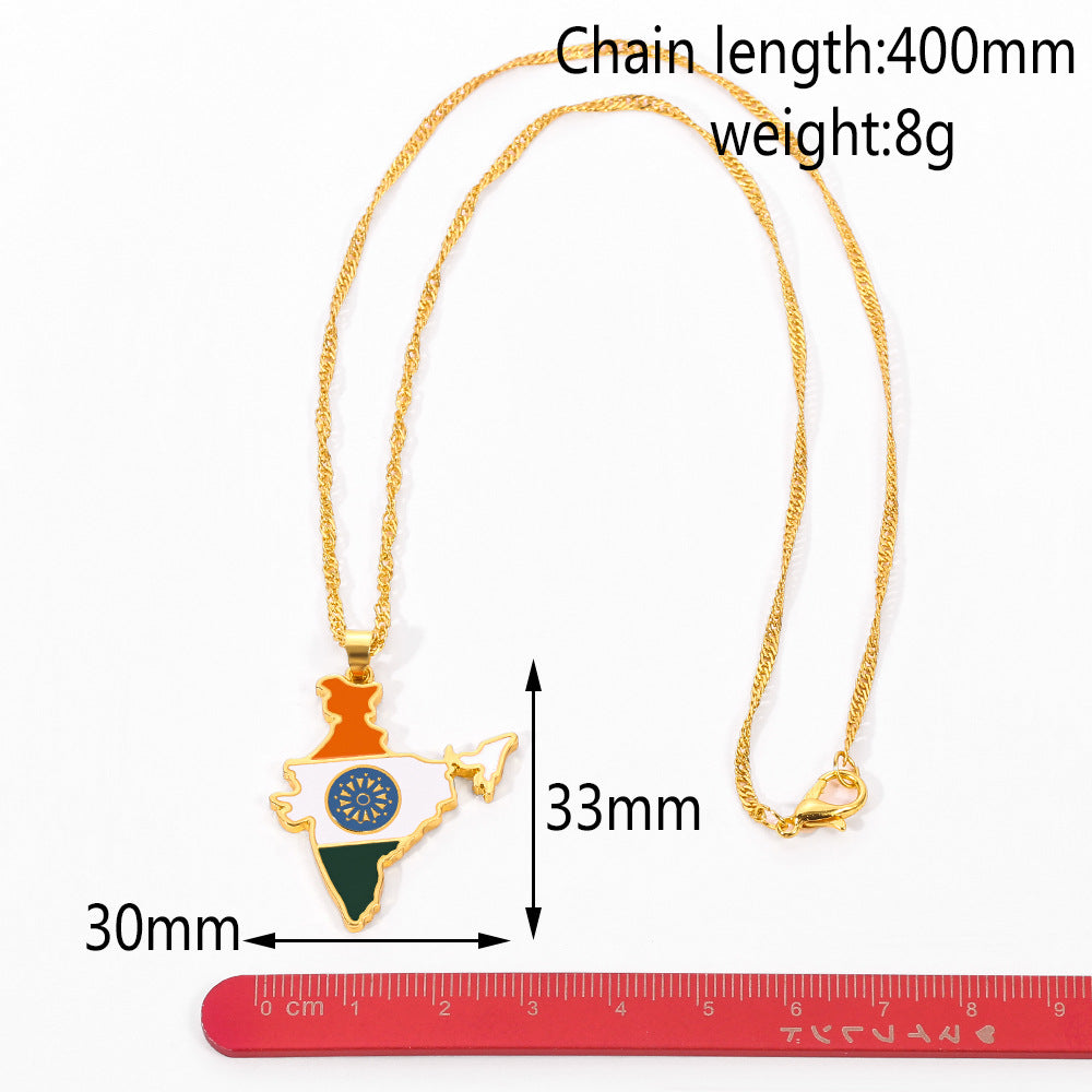 India Map Flag Necklace