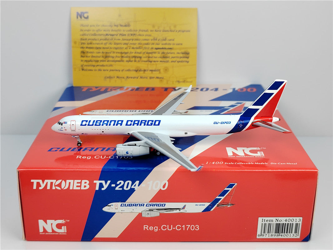 Cubana Tupolev  TU204 Tu-204-100E CU-T1701 Airplane Model (1/400 Scale)