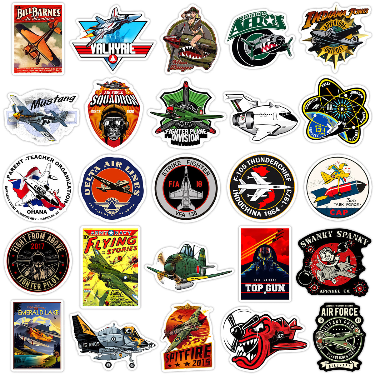 50 Pieces Fighter Military Suit A Stickers (Mixed)