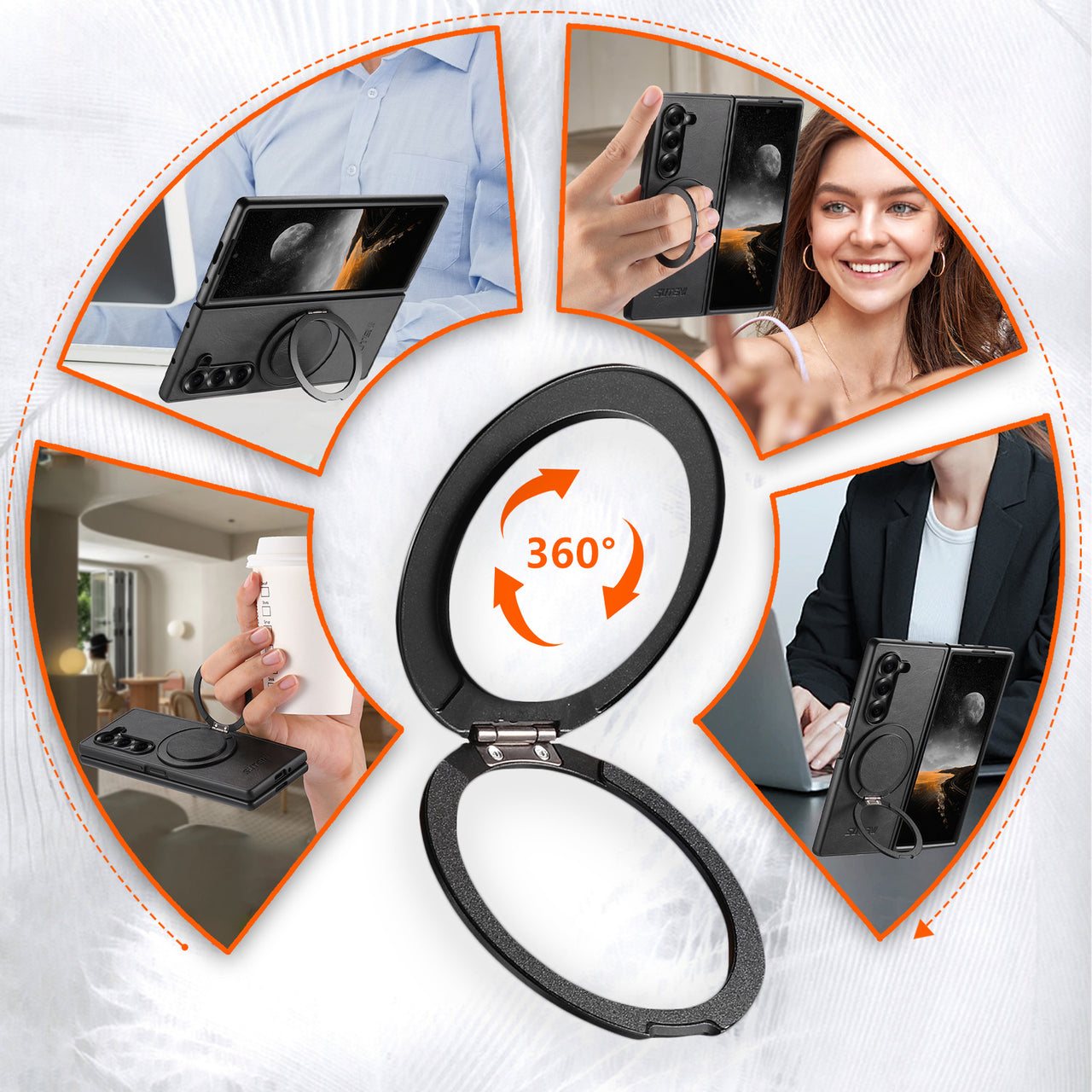 Luxury Magnetic Ring Stand Case for Samsung Galaxy Z Fold 7/6/5