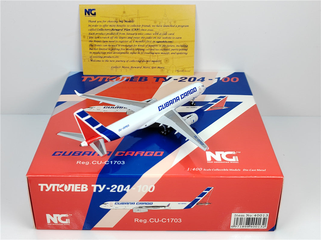 Cubana Tupolev  TU204 Tu-204-100E CU-T1701 Airplane Model (1/400 Scale)