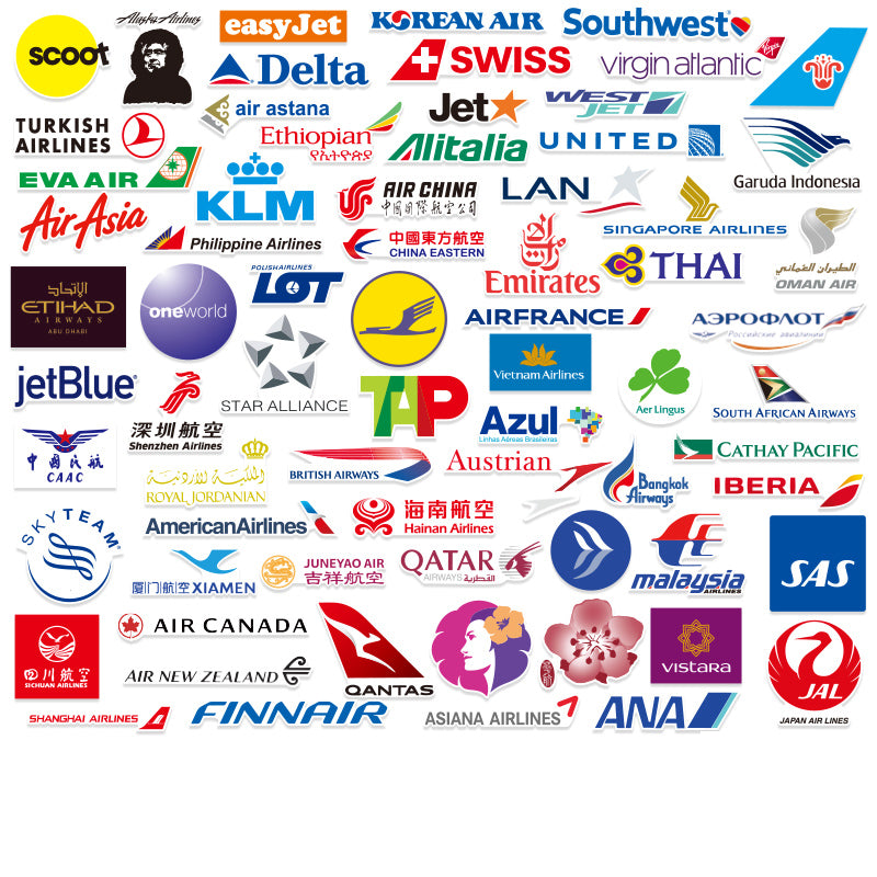 70 Pieces Aviation logo Stickers (Mixed)