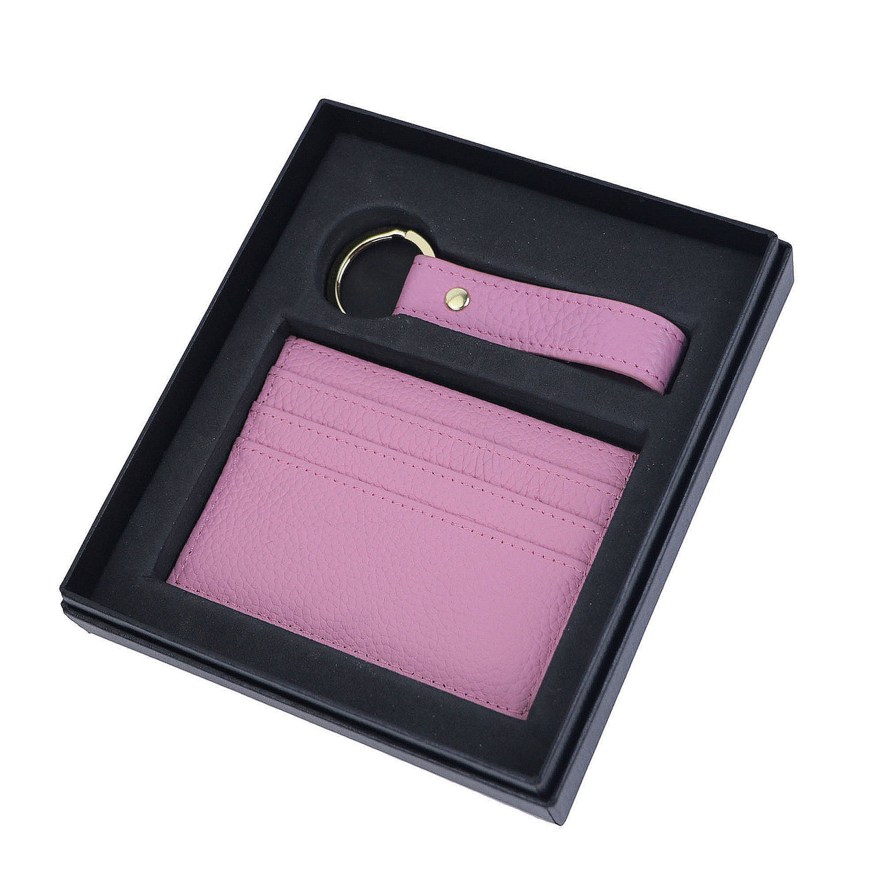 Genuine Leather Cardholder Key Ring Gift Box Set