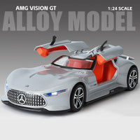 Thumbnail for 1:24 VISION GT Cars Model Toy Diecast Alloy Sports Car Doors Opened Sound Light Pull Back Rubber Tire