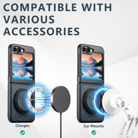 Thumbnail for Magnet Wireless Charging Phone Case Oil Wax Faux Leather 360° Rotating Stand Buckle For Samsung Galaxy Z Flip 7 6 5