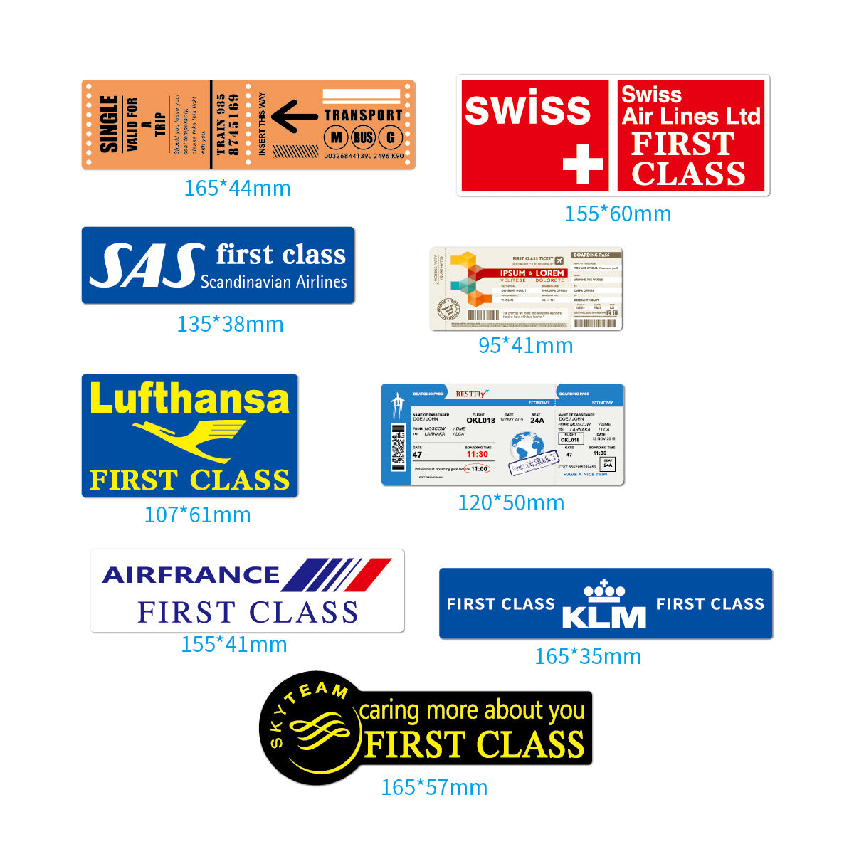 30 Pieces Boarding pass Airline ticket Stickers (Mixed)