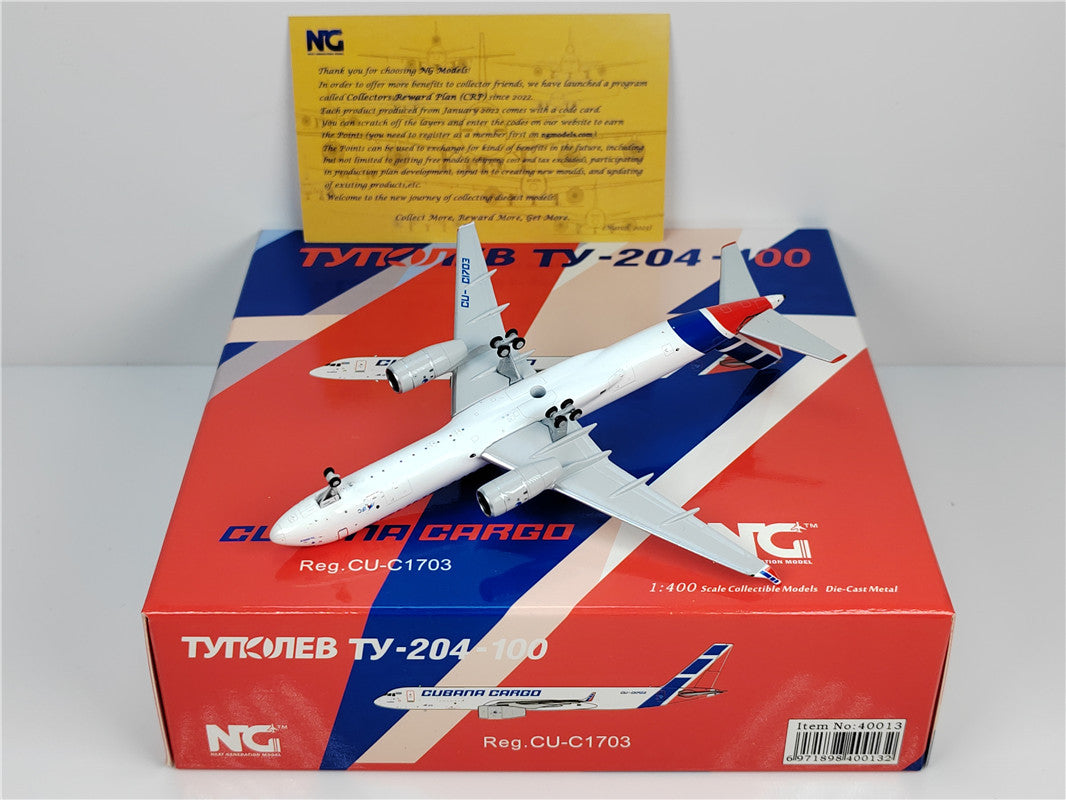 Cubana Tupolev  TU204 Tu-204-100E CU-T1701 Airplane Model (1/400 Scale)