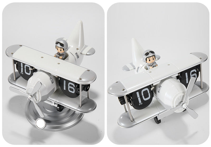 Retro Airplane Style Battery Powered Silent Desk Alarm Clock