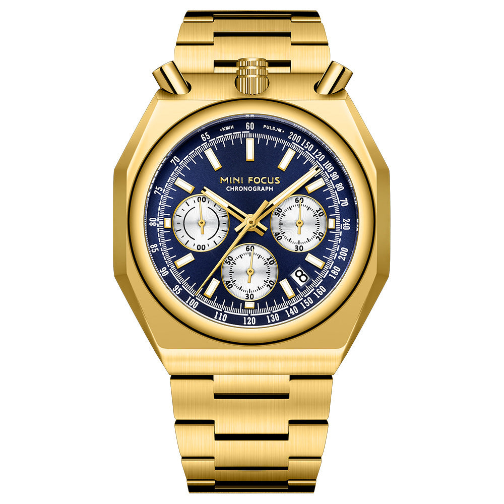 Fashion Multifunctional Quartz Calendar Luminous Stainless Mens Watches