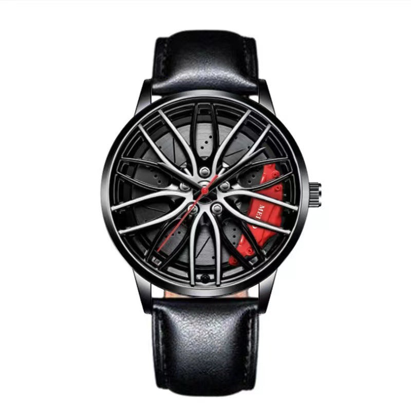 Fashion Men Sports Watches 3d Car Wheel Stainless Steel Band Wrist Watch Men's Quartz Watch