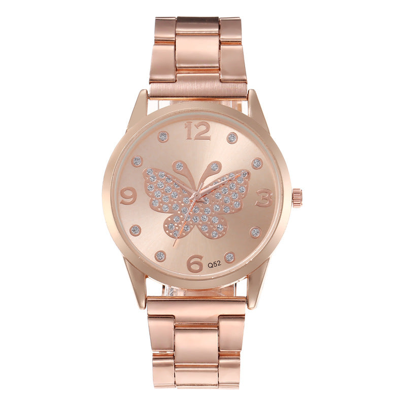 Fashion Simple Ladies Quartz Watch Butterfly Dial Steel Belt Women's Watch Elegant Minimalist Timepie