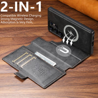 Thumbnail for Faux Leather Wireless Charging Card Holder Stand Wallet Magnetic Flip Cover Phone Case For Samsung Galaxy S25 Ultra