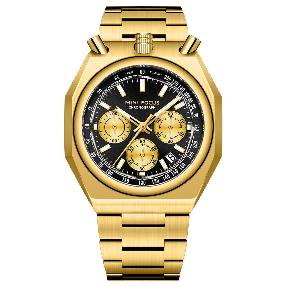 Fashion Multifunctional Quartz Calendar Luminous Stainless Mens Watches