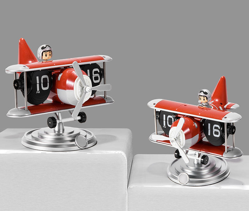 Retro Airplane Style Battery Powered Silent Desk Alarm Clock