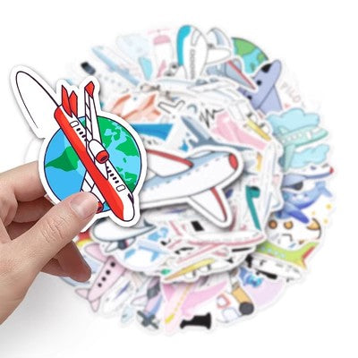 50 Pieces Cartoon Planes Stickers (Mixed)