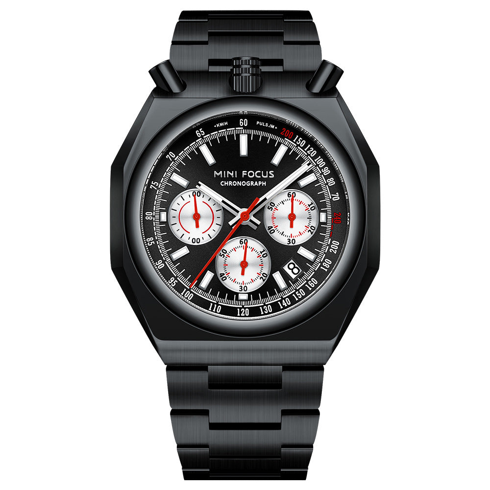 Fashion Multifunctional Quartz Calendar Luminous Stainless Mens Watches