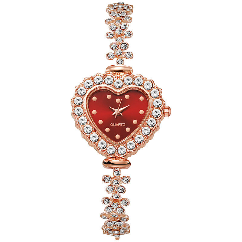 Fashion Women Watches Luxury Rhinestone Heart Dial Quartz Watch Ladies Bracelet Wristwatches