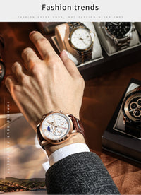 Thumbnail for Top Brand Luxury Brown Leather Casual Quartz Watch Men