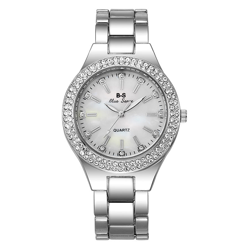 Alloy Steel Band Diamond Casual Fashion Women's Quartz Couple Watch