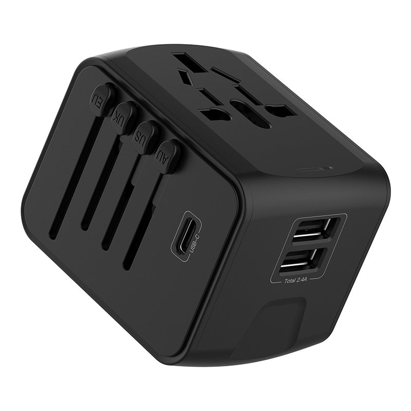 International travel adapter with 2 USB and Type C power adapters for fast charging EU/UK/US/Australia travel plugs