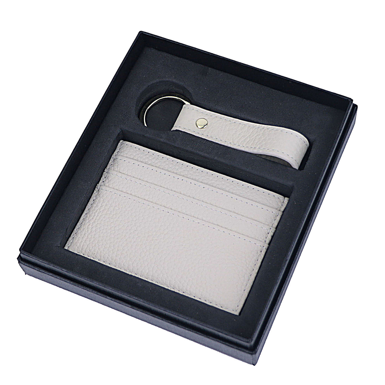Genuine Leather Cardholder Key Ring Gift Box Set