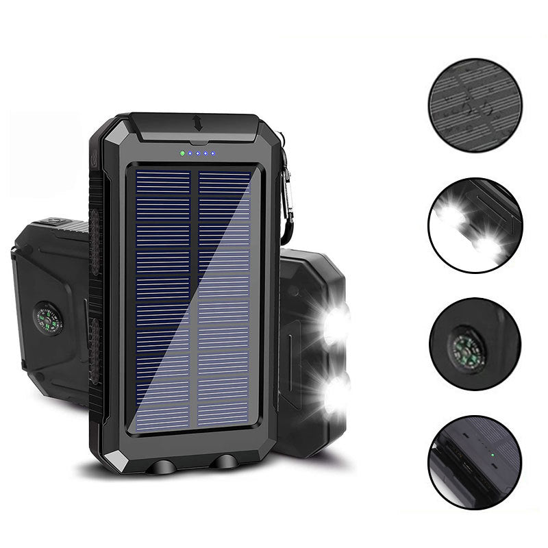 20000mAh Solar Power Bank: Dual USB, 2 LED Flashlight (Outdoor/iPhone)Power Banks