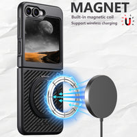 Thumbnail for Mobile Phone Case Magnet Wireless Charging 360° Rotating Stand Faux Leather Ring Buckle For Samsung Galaxy Z Flip 7 6 5