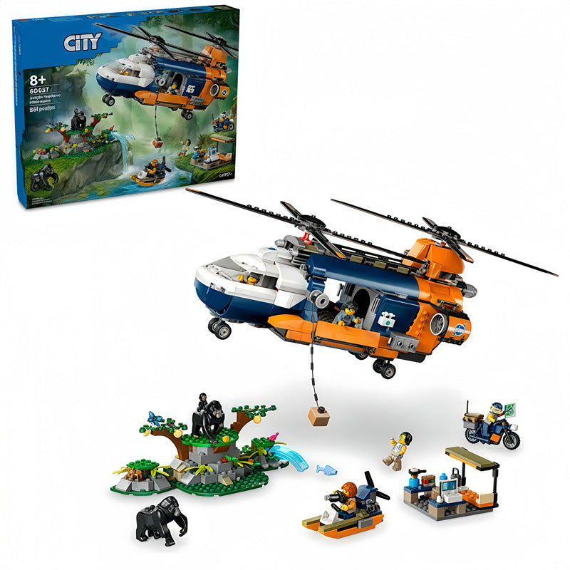 881PCS Jungle Rescue Mission City Jungle Explorer Helicopter Figures Bricks