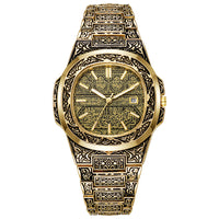 Thumbnail for Vintage Relief Steel Men Watch Calendar Quartz Wristwatch