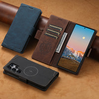 Thumbnail for Faux Leather Flip Case with Card Holder, Stand and Magnetic Button for Samsung Galaxy S25 Ultra
