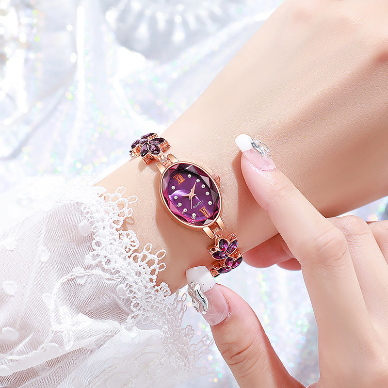 Light Luxury Diamond Inlaid Female Watch Waterproof Oval Ladies Fashion Quartz Bracelet Wristwatch