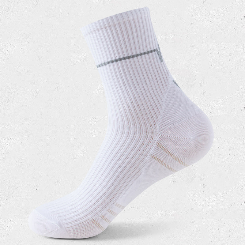 Electrocardiogram Professional sports mid-tube socks for running sweat absorbing