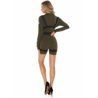 Thumbnail for Deep V Army Green Military Pilot & Aviator Jumpsuit for WOMEN (Halloween)