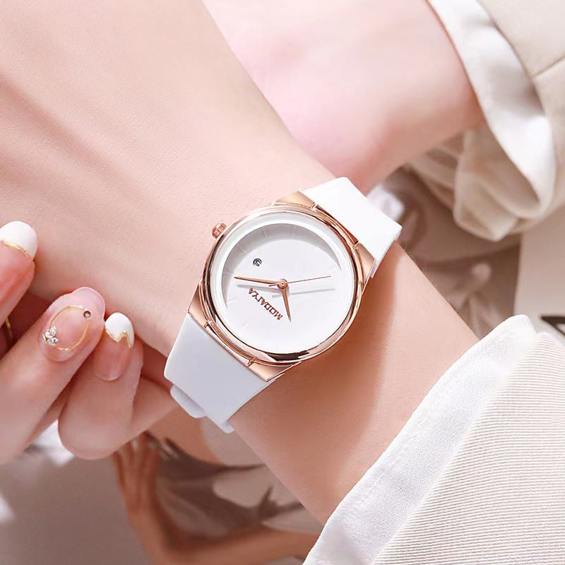 Pure Color Silicone Strap Calendar  Quality Women's Watch
